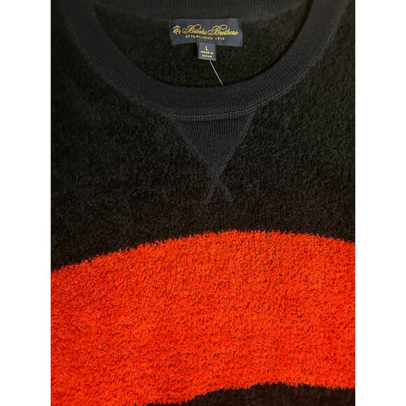 Brooks Brothers Merino Wool Navy Blue / Red Long Sleeve Crewneck Sweater - Picture 3 of 3